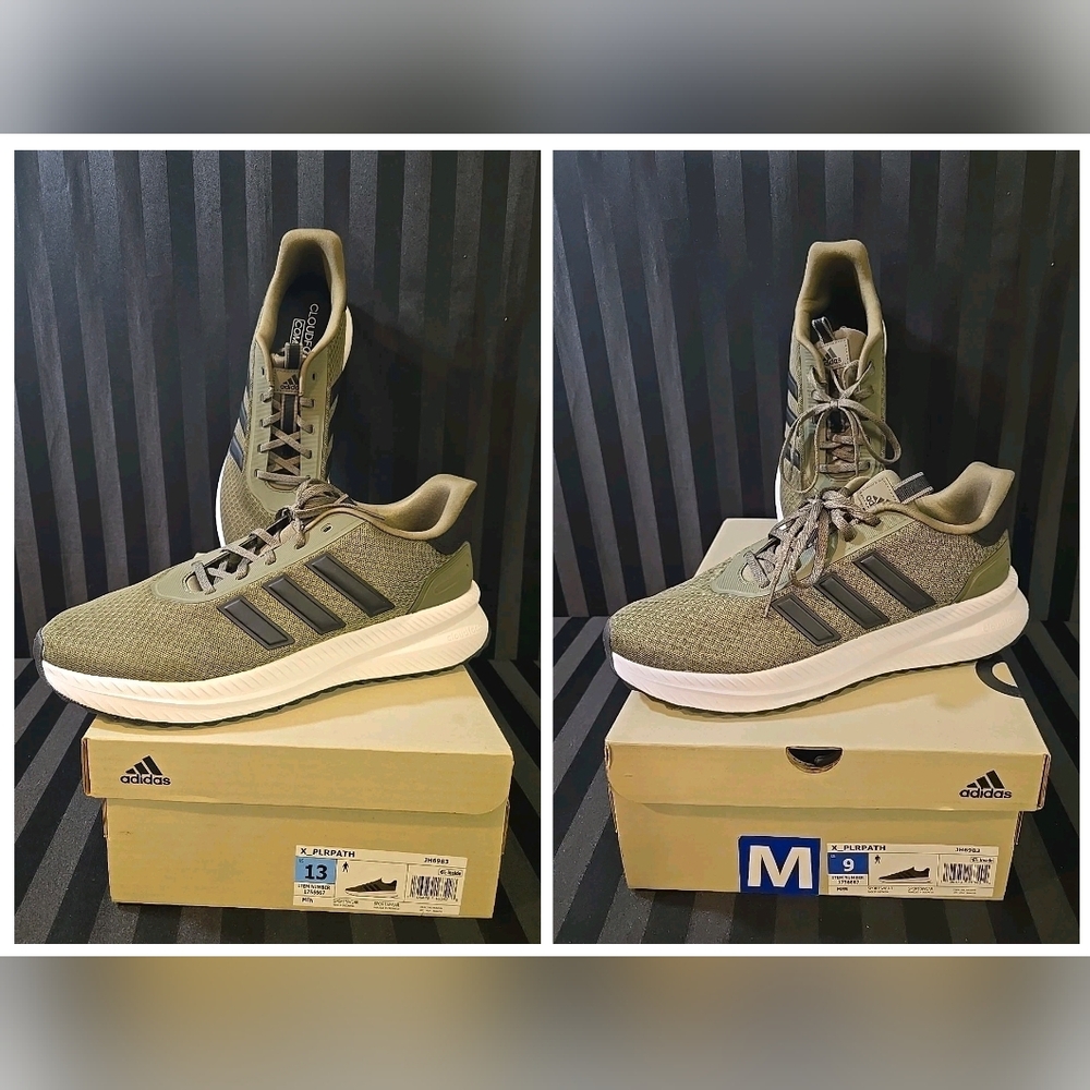 Men's US 9 Or 13 Adidas X_PLR Path Sneakers Cloud Foam Olive Black Stripes